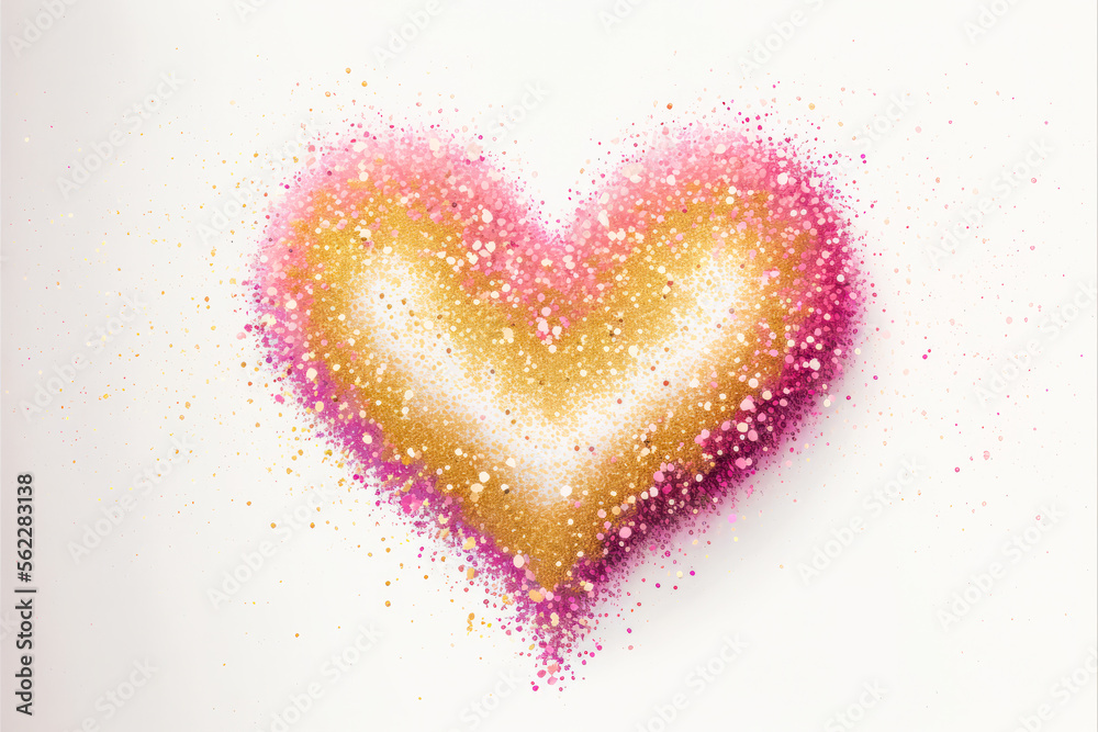 Glitter Heart on White Background. Created with Generative AI Technology