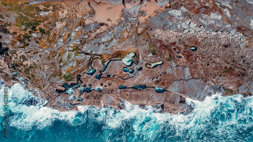 Photography Aerial of Infamous Figure 8 Pools In Royal National Park, Australia