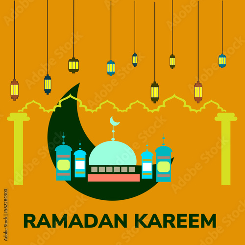 Ramadan kareem mubarak greeting cardbackground.Banner Eid Mubarak greeting Card Illustration, Ramadan Hareem vector Wishing for Islamic. photo