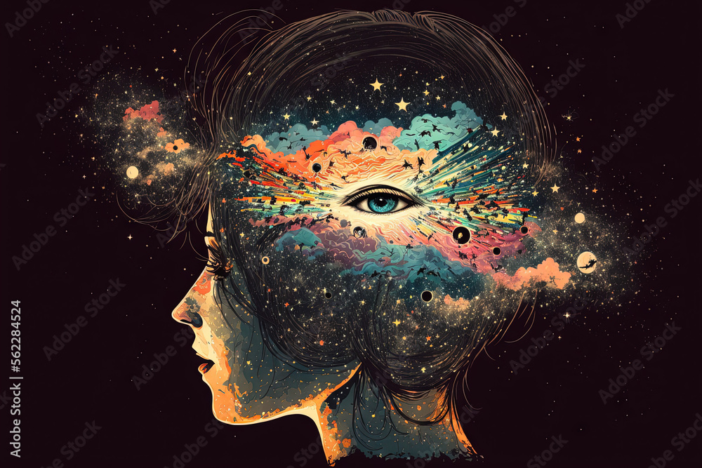 universe inside the person’s head, stars in the mind. Generative AI universe inside the person’s head, stars in the mind. Generative AI