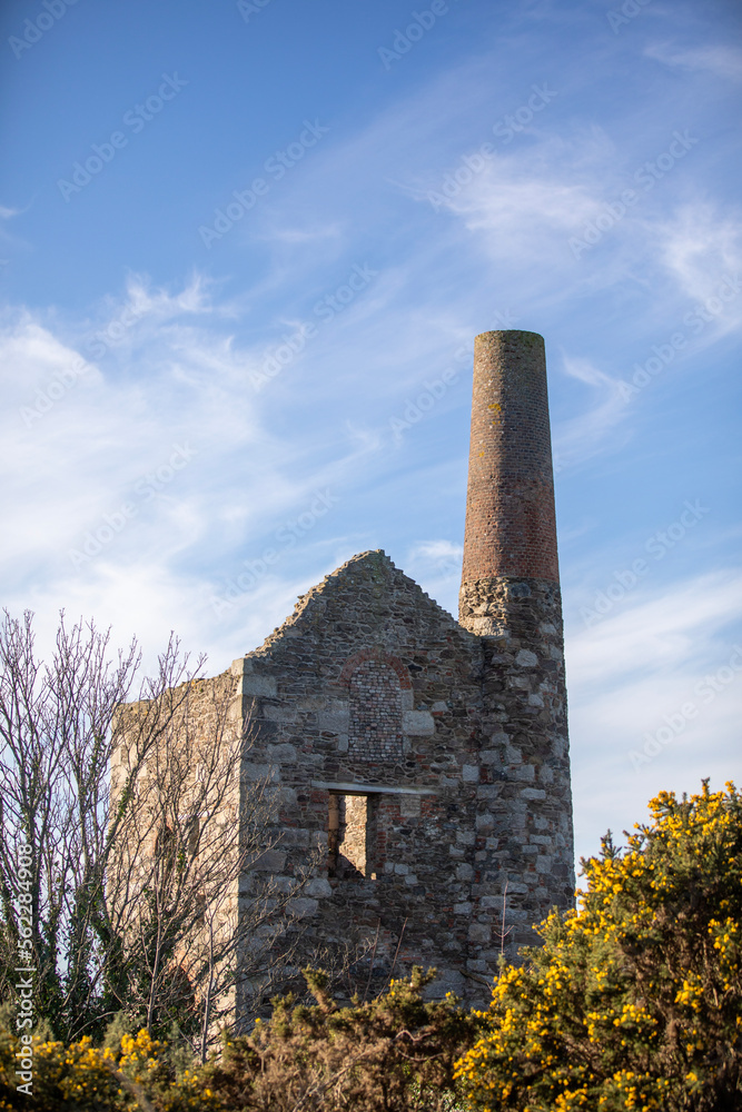 The buildings at the site of Wheal Peevor - a tin mine in Redruth, Cornwall UK.