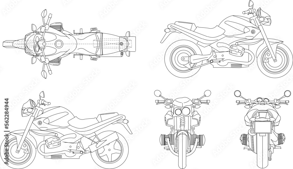 sketch vector illustration of a comfortable luxury big motorbike