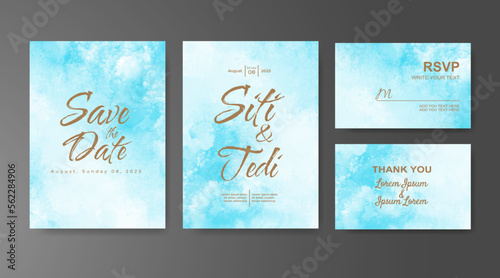 Wedding invitation with abstract watercolor background