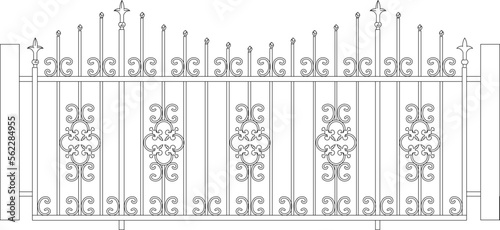 sketch vector illustration of an ancient classic iron fence © TSANI