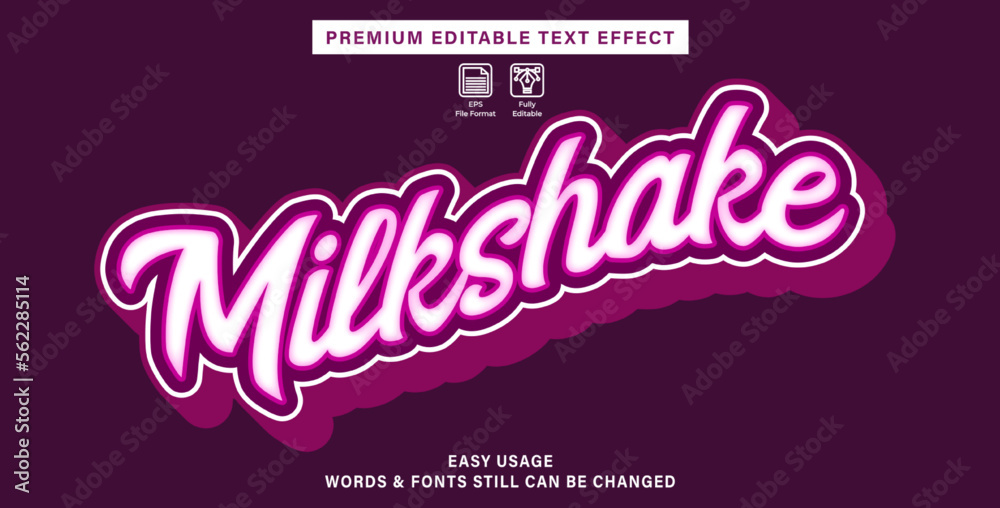 editable text effect milkshake
