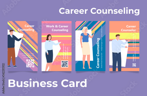Career counselling service business card set vector illustration. Work recruiting consulting