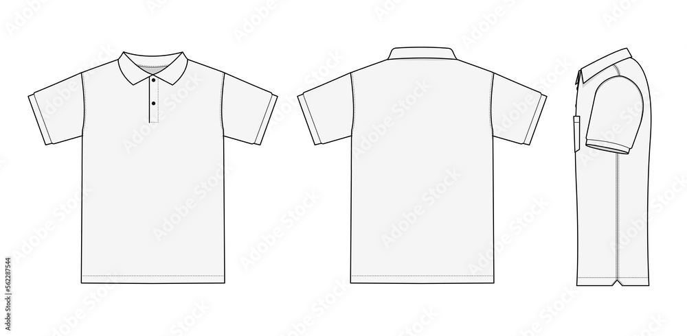 Polo shirt (golf shirt) template illustration ( front/ back/ side ...