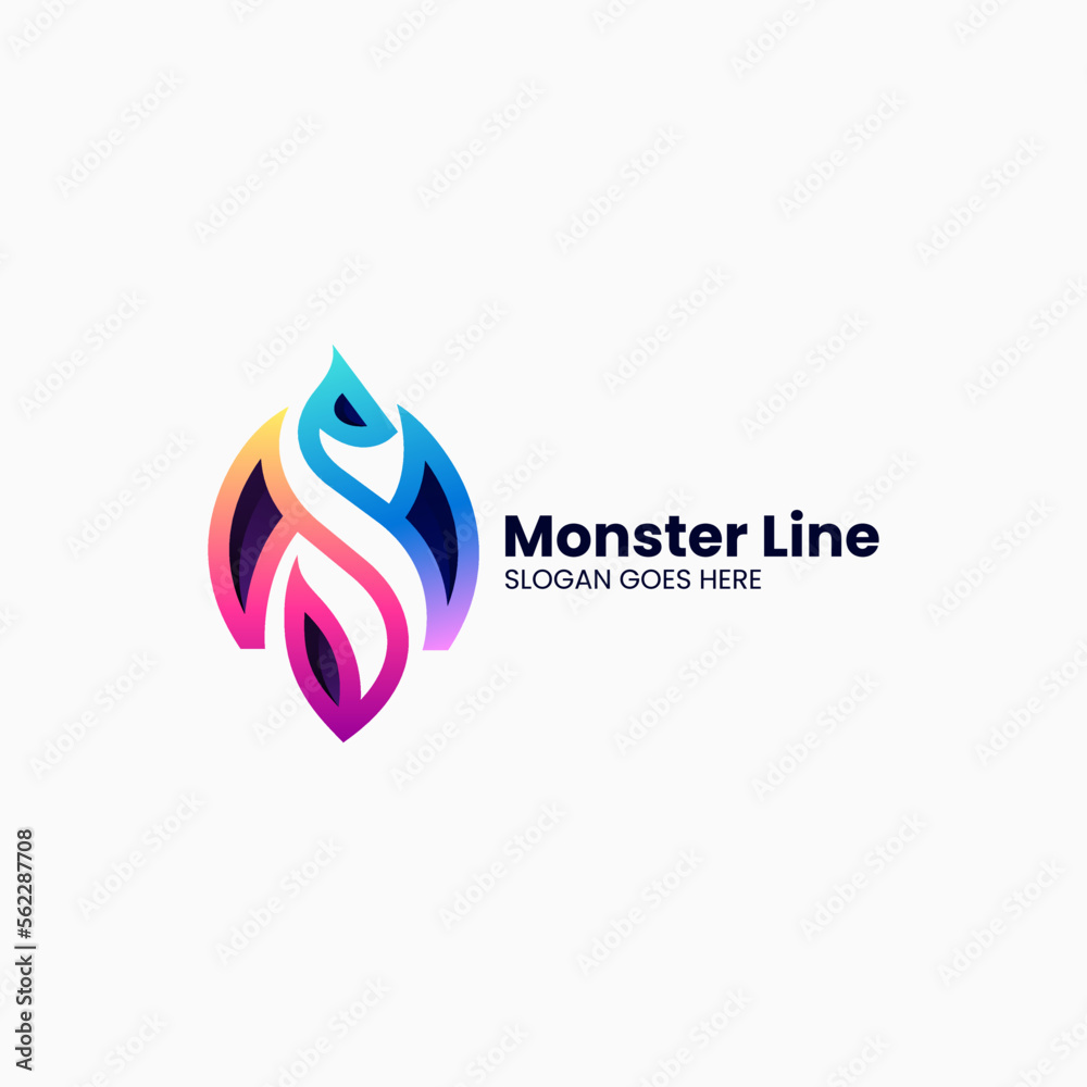 Vector Logo Illustration Monster Gradient Line Art Style. Vector Logo Illustration Monster Gradient Line Art Style.