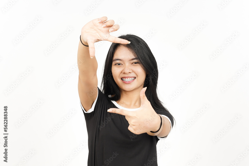 Make Frame With Finger Of Beautiful Asian Woman Isolated On White Background Make Frame With Finger Of Beautiful Asian Woman Isolated On White Background
