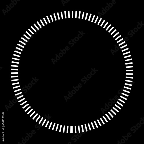 black and white circle background ticker dash