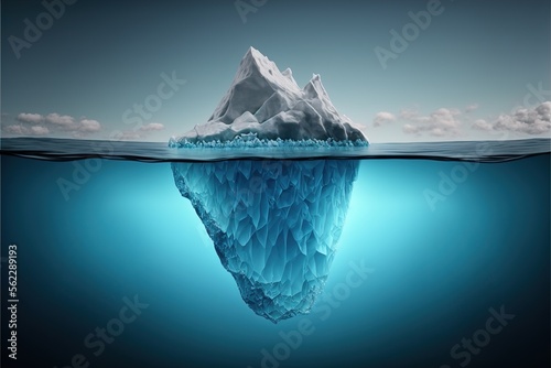 iceberg in polar regions which shows a big hidden potential beneath the surface created with generative ai