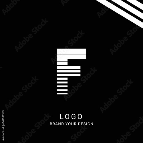 Letter F initial logo template, alphabet with black background