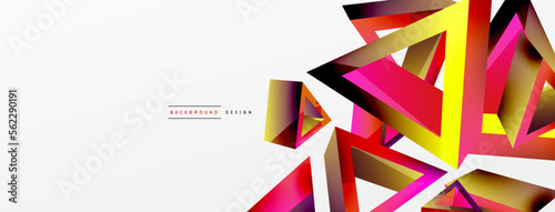 Triangle abstract background. 3d vector basic shape technology or business concept composition. Trendy techno business template for wallpaper, banner, background or landing