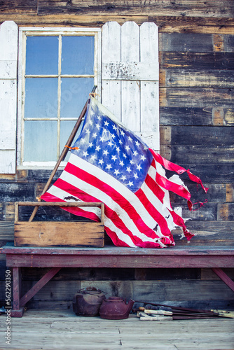 american flag on the house
