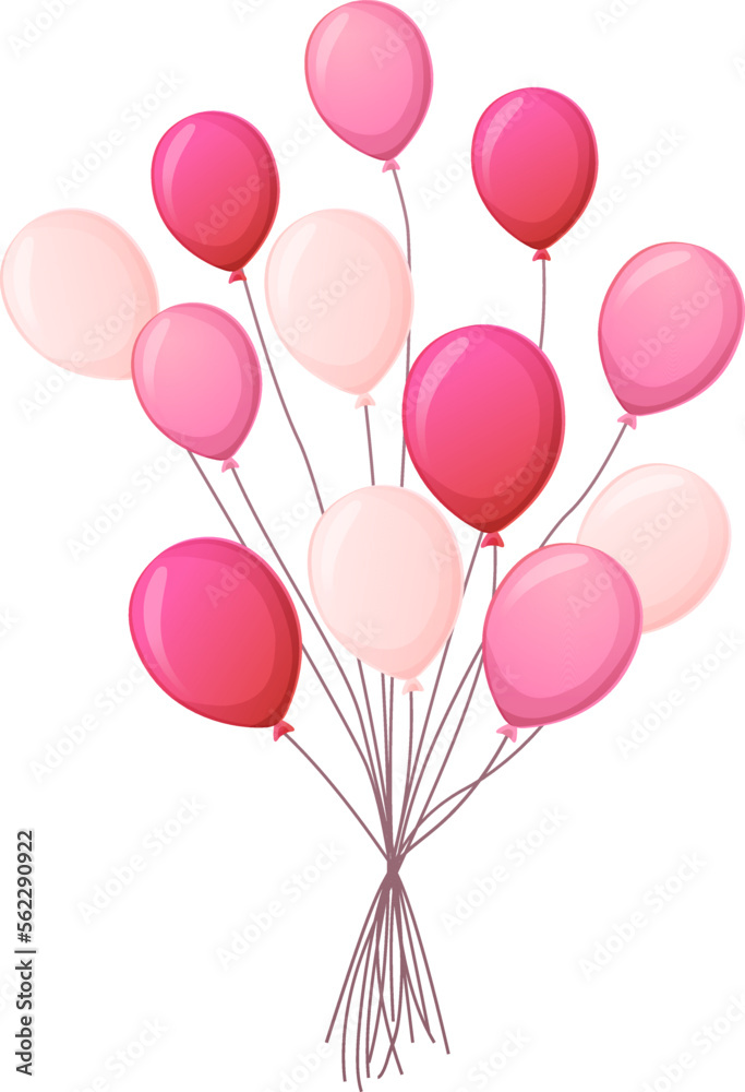 Pink. red and white bunch of realistic cartoon baloons. Pink. red and white bunch of realistic cartoon baloons.