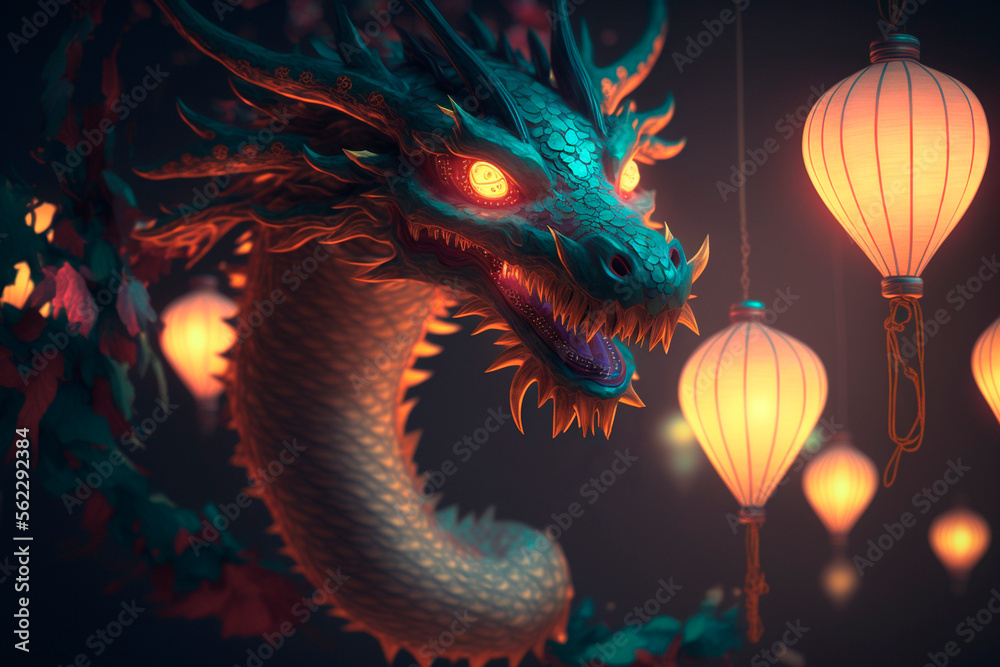 Traditional Chinese dragon. Chinese New Year. Generative AI