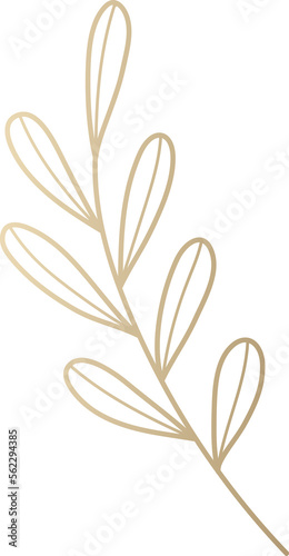 Gold winter leaf branch line art
