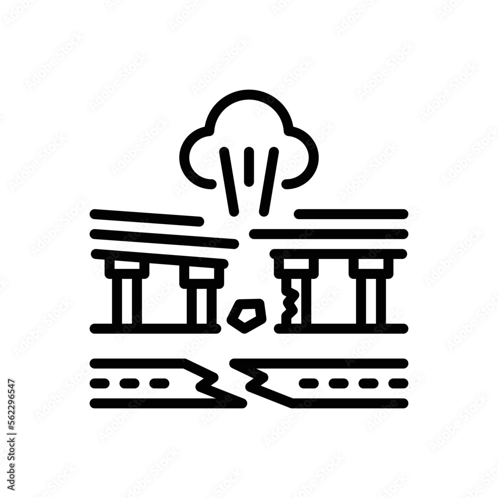 Fototapeta premium Black line icon for destruction