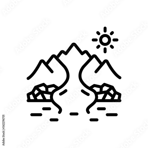 Black line icon for rapids