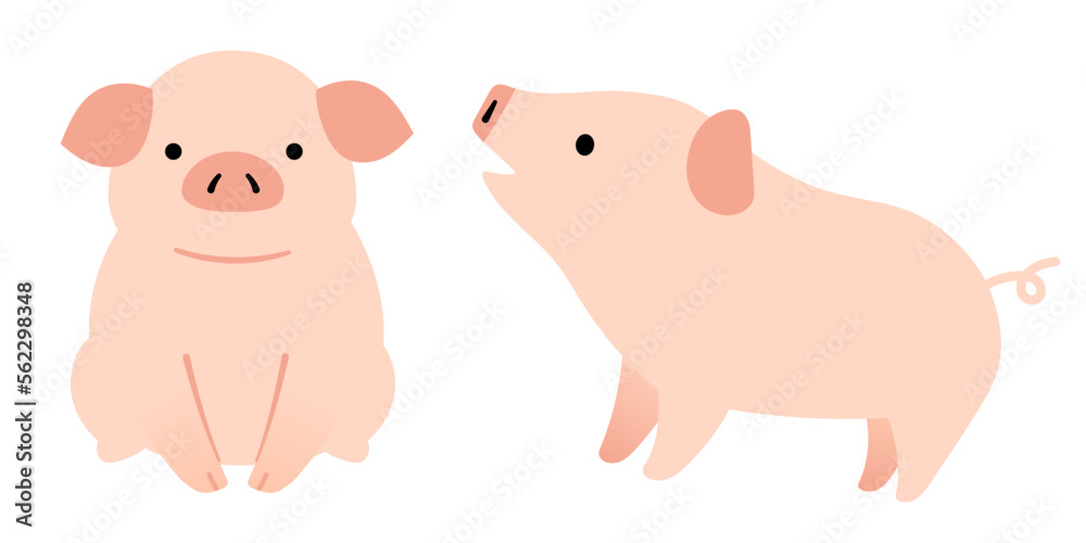 かわいい子ブタの全身イラスト かわいい子ブタの全身イラスト