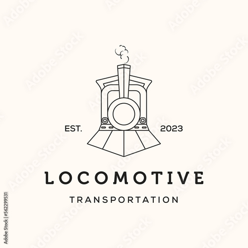 locomotive train line art logo vector minimalist illustration design, locomotive engine symbol design