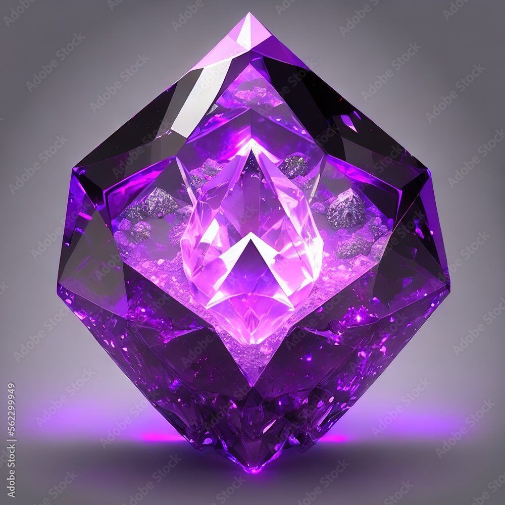 Purple diamond on a black background.generative Ai. Purple diamond on a black background.generative Ai.