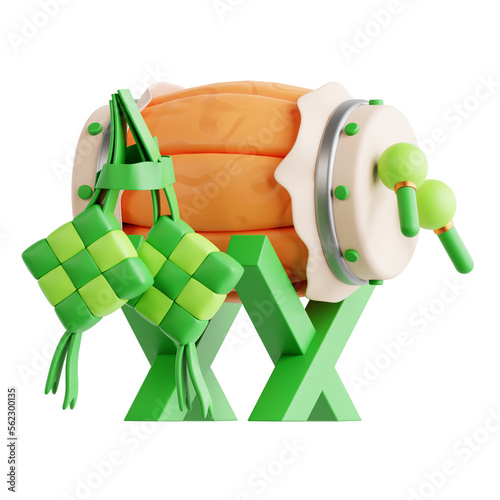 3d bedug and ketupat icon
