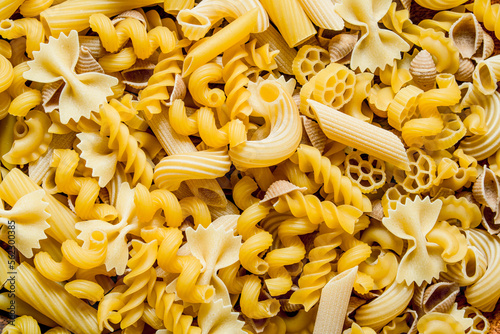 Fotografie Different types of pasta dry.