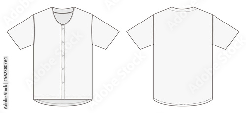Jersey shortsleeve shirt (baseball uniform shirt) template illustration | png, no background photo