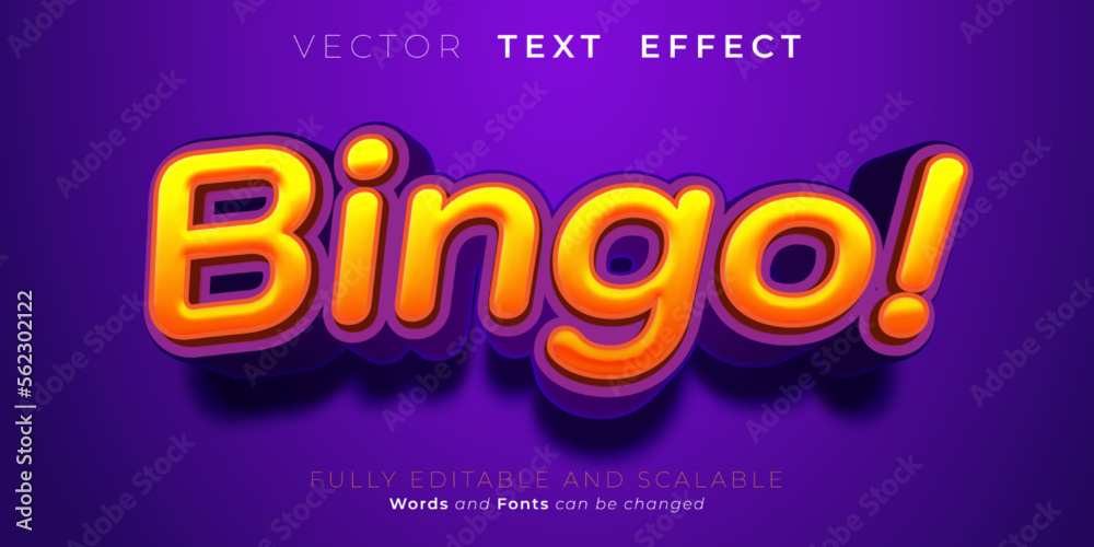 Editable text effect bingo with 3D style lettering