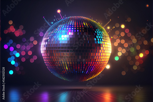 Dance disco party neon party place illustration. AI