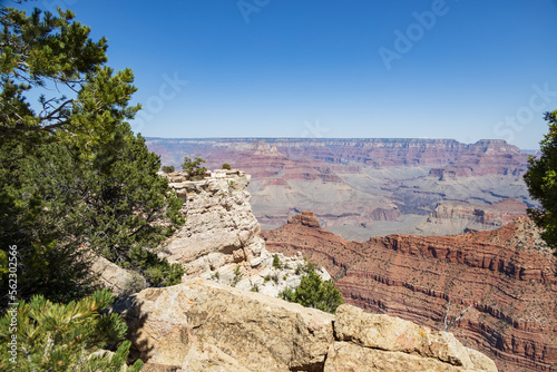 Rock formations on the South Rim edge of Grand Canyon National Park, Arizona, USA