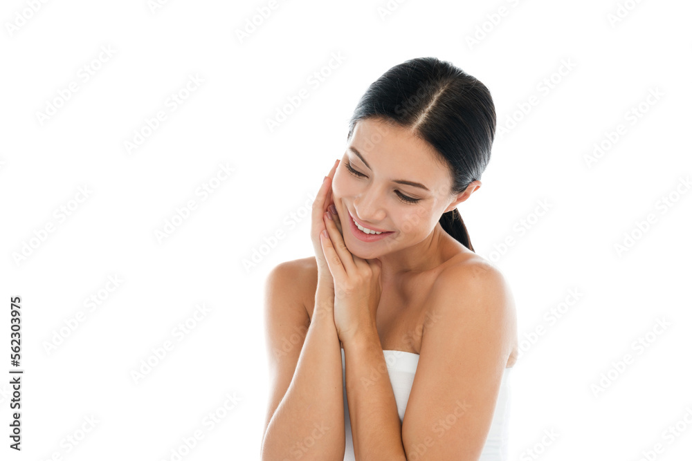Beautiful smiling of young beauty pretty caucasian woman clean fresh healthy white skin facial treatment.asian girl model with fashion cosmetic makeup skin care look at camara.spa and beauty concept Beautiful smiling of young beauty pretty caucasian woman clean fresh healthy white skin facial treatment.asian girl model with fashion cosmetic makeup skin care look at camara.spa and beauty concept