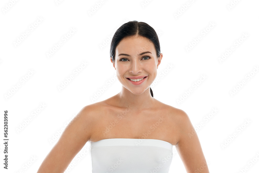 Beautiful smiling of young beauty pretty caucasian woman clean fresh healthy white skin facial treatment.asian girl model with fashion cosmetic makeup skin care look at camara.spa and beauty concept Beautiful smiling of young beauty pretty caucasian woman clean fresh healthy white skin facial treatment.asian girl model with fashion cosmetic makeup skin care look at camara.spa and beauty concept