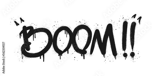 Spray painted graffiti Boom word in black over white. Boom drip symbol.  isolated on white background. vector illustration