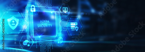 Cyber security data protection business technology privacy concept. Hippa Security. 3d illustration © photon_photo