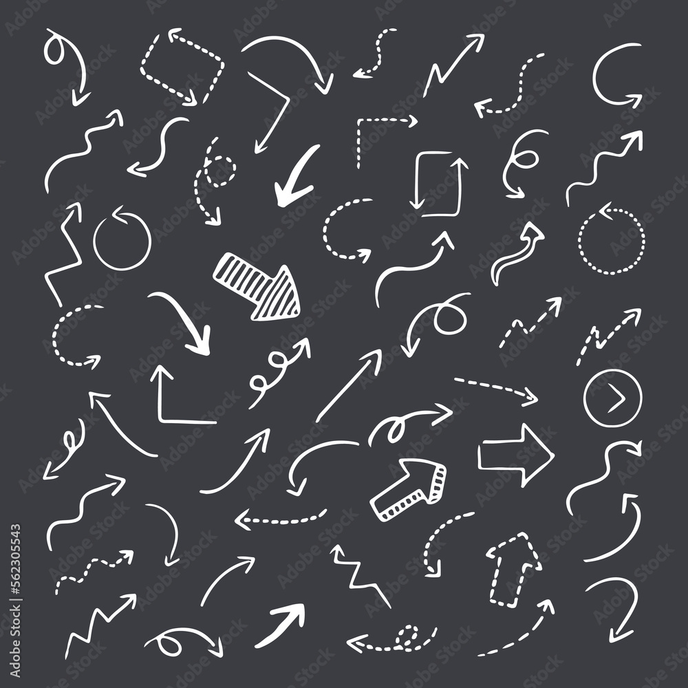 Vector set of hand-drawn arrows, elements for presentation Vector set of hand-drawn arrows, elements for presentation