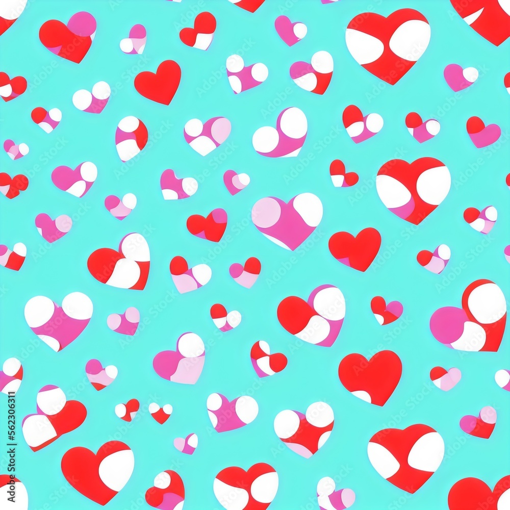 Small textured red and white hearts, seamless hearts pattern, tileable Valentine texture asset, part of Hearts_Textures_Collection, Generative AI