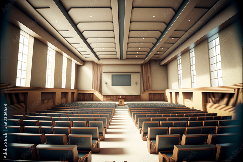university lecture hall. wide angle. Generative AI university lecture hall. wide angle. Generative AI