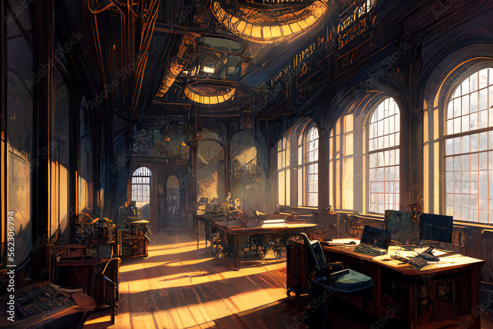 Fototapeta premium 美麗幻想的スチームパンク背景のイラスト(AI generated image)