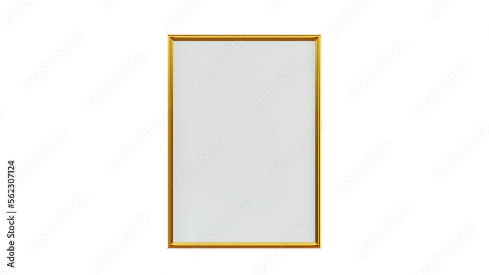 gold square frame tiny edge for picture with white empty space 3D rendering gold square frame tiny edge for picture with white empty space 3D rendering