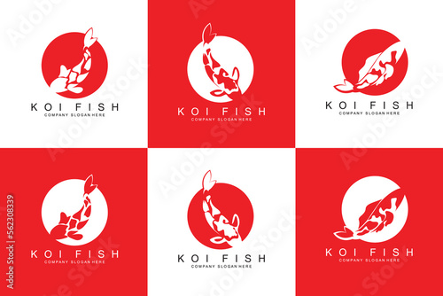 Koi Fish Logo Design, Ornamental Fish Vector, Aquarium Ornament Illustration Brand product