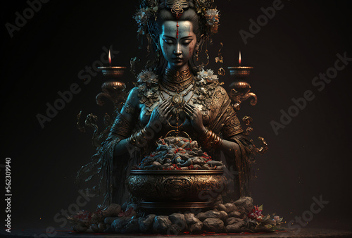 A Monument to the Divine - A Statue of a Deity with a Serene and Powerful Presence