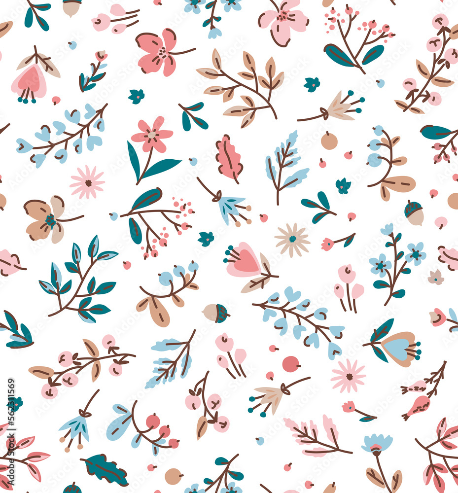 abstract multicolor small flowers all over textiles design illustration digital image, can be used for gift paper and clothes motif