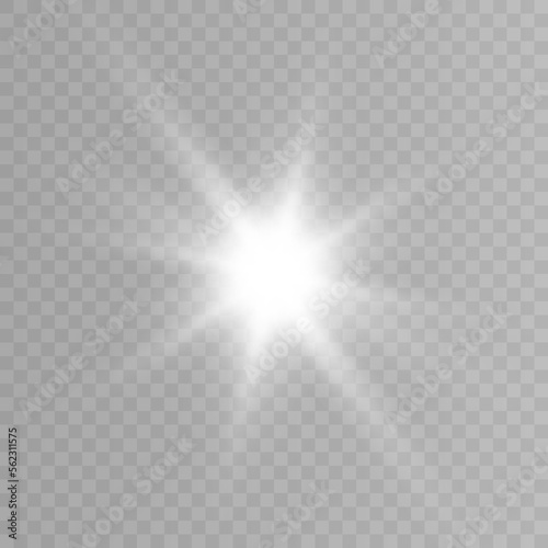 Glowing realistic glare for design work. Twinkling stars.Light PNG effect  