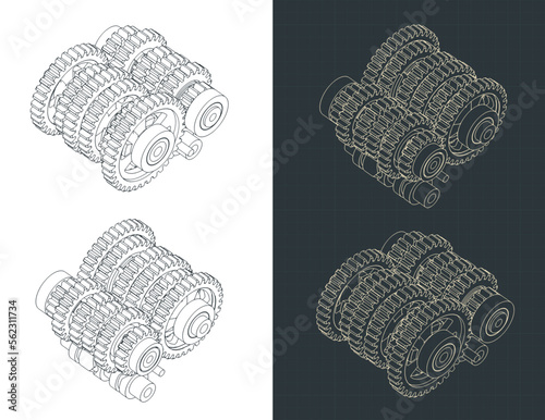 Sequential transmission isometric blueprints