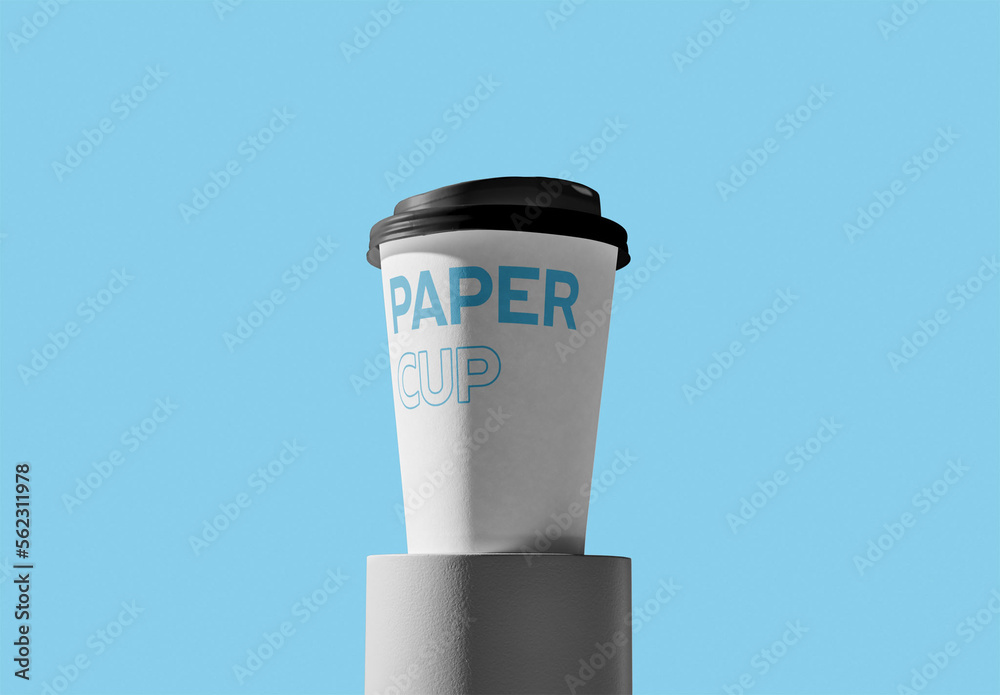 Paper Cup Mockup On a Plinth With Custom Paper and Background Color ...