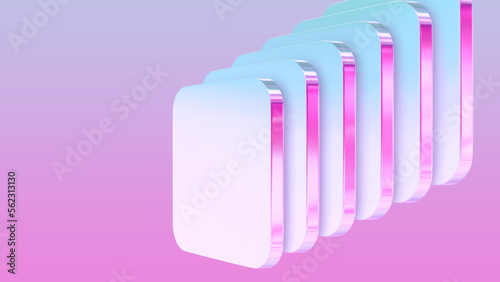 Holographic abstract iridescent object podium platform product showcase  cosmetic  perfume presentation. 3d rendering background in vibrant pastel colors. Packshot mockup. Showcase template.
