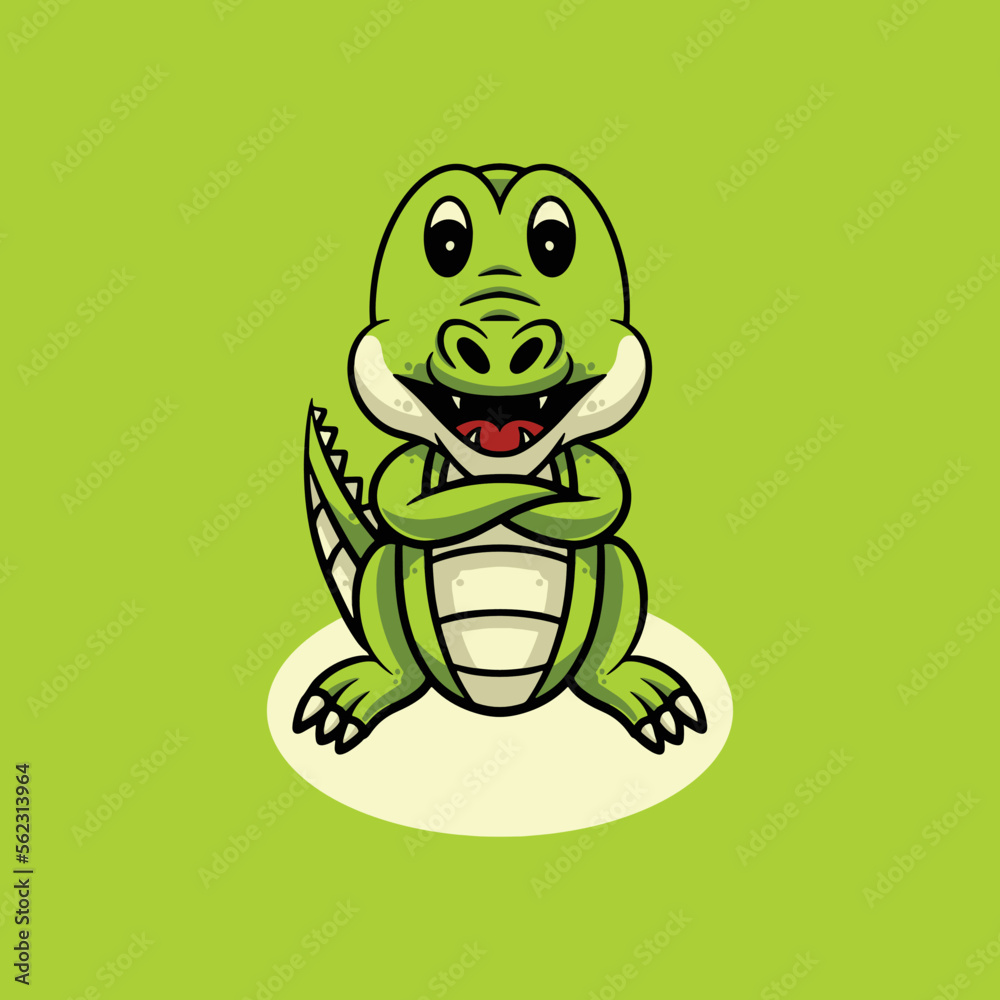 Fototapeta premium Cute crocodile smiling cartoon illustration