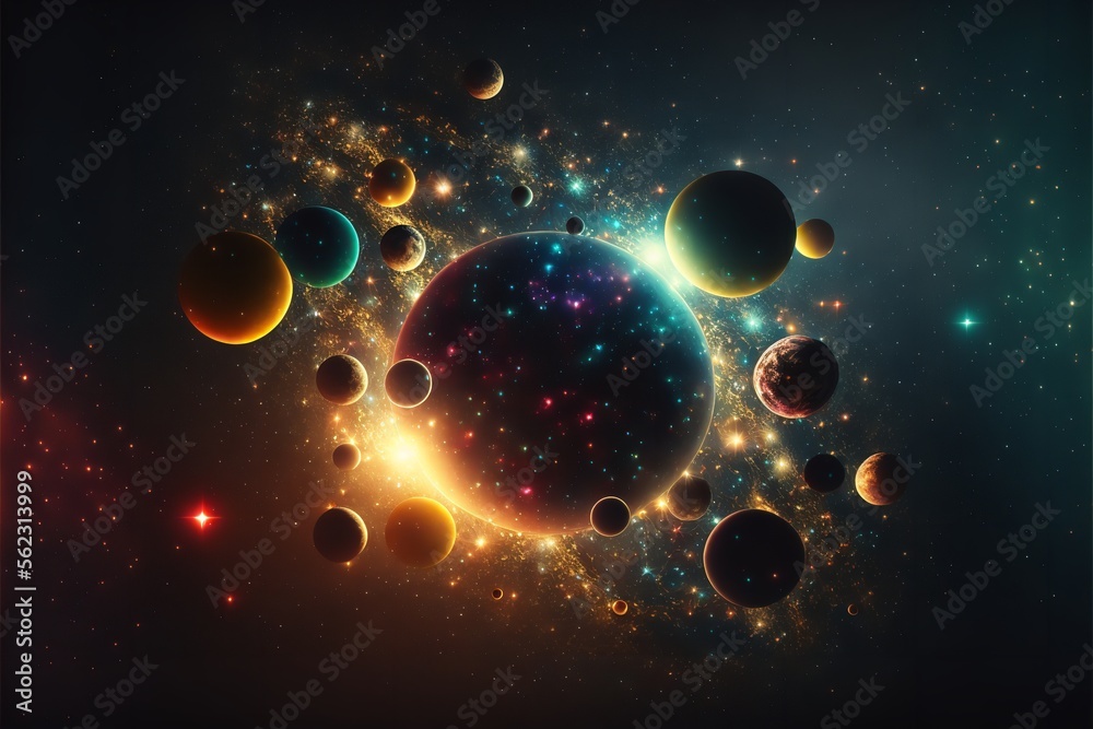 Abstract planets and space background. Legendary space background.